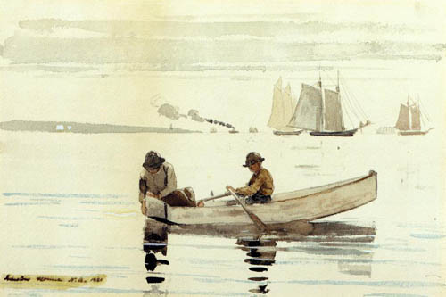 (image for) Handmade oil painting Copy paintings of famous artists Winslow Homers Paintings Boys Fishing Glouceste